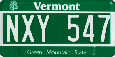 VT license plate NXY547