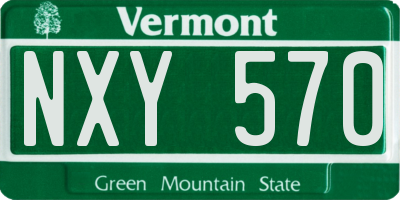 VT license plate NXY570