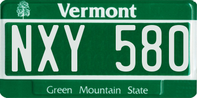 VT license plate NXY580