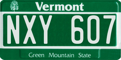 VT license plate NXY607