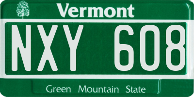 VT license plate NXY608