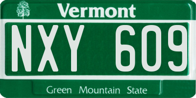 VT license plate NXY609