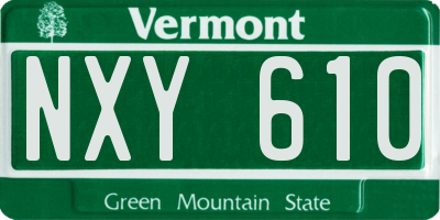 VT license plate NXY610