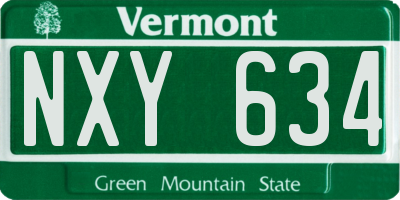 VT license plate NXY634