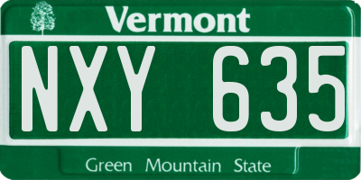VT license plate NXY635