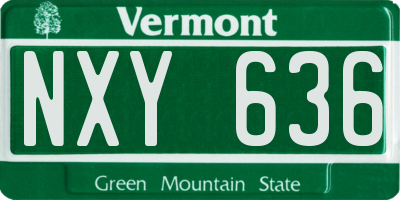 VT license plate NXY636