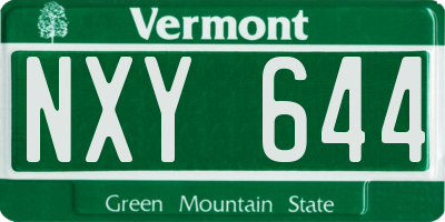 VT license plate NXY644