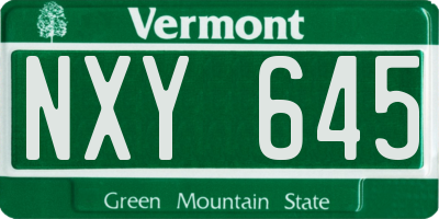 VT license plate NXY645