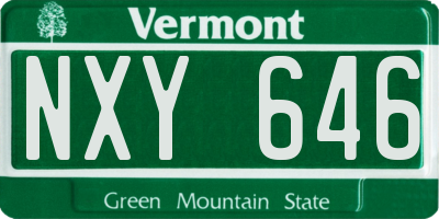 VT license plate NXY646