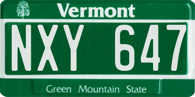 VT license plate NXY647