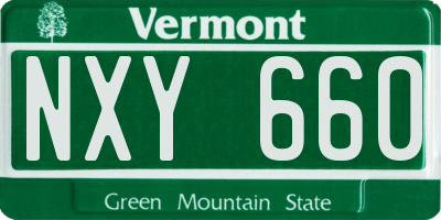 VT license plate NXY660