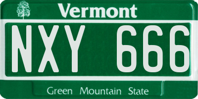 VT license plate NXY666