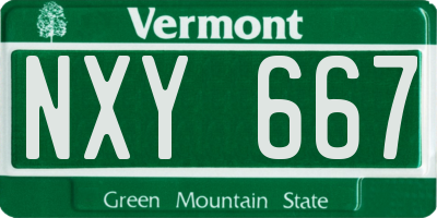 VT license plate NXY667