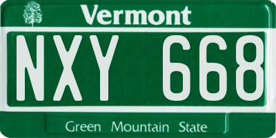 VT license plate NXY668