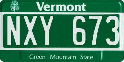 VT license plate NXY673