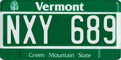 VT license plate NXY689