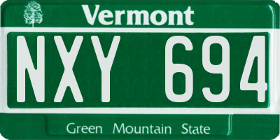 VT license plate NXY694