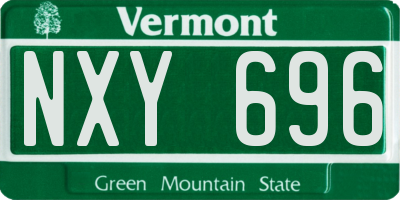 VT license plate NXY696