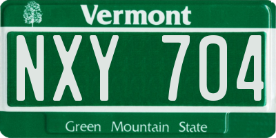VT license plate NXY704