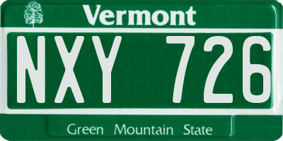 VT license plate NXY726