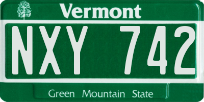 VT license plate NXY742