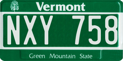 VT license plate NXY758