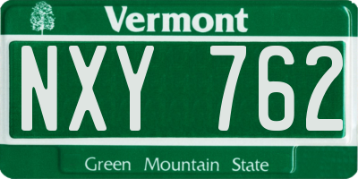 VT license plate NXY762