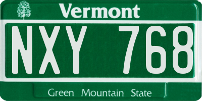 VT license plate NXY768