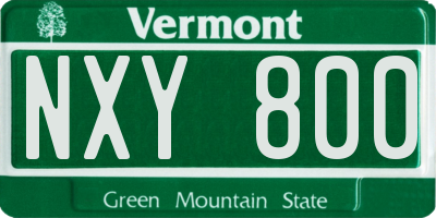 VT license plate NXY800