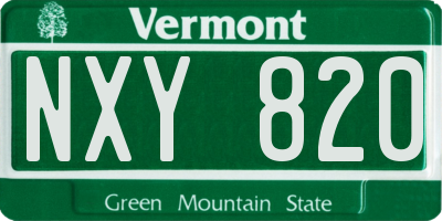 VT license plate NXY820