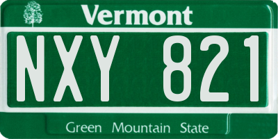 VT license plate NXY821