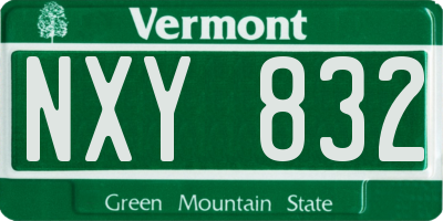 VT license plate NXY832