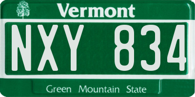 VT license plate NXY834