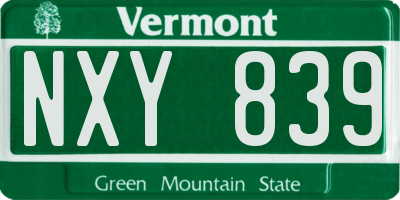 VT license plate NXY839