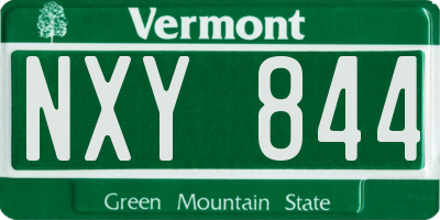 VT license plate NXY844