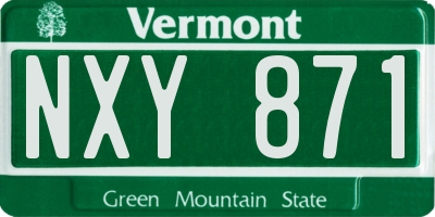 VT license plate NXY871