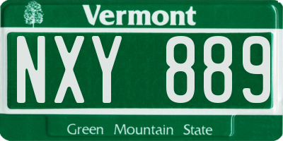 VT license plate NXY889