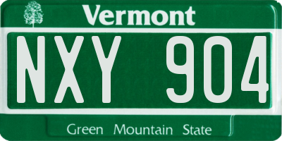VT license plate NXY904