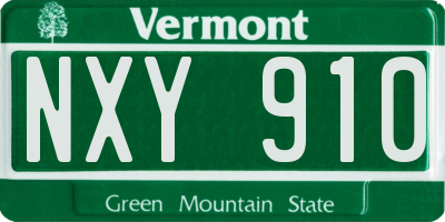 VT license plate NXY910