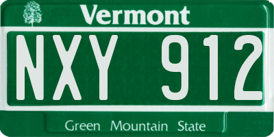 VT license plate NXY912