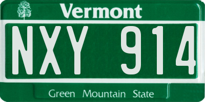 VT license plate NXY914