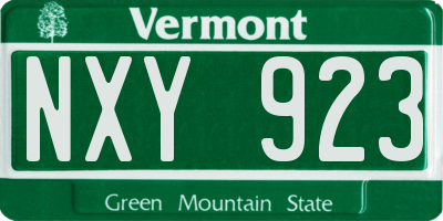 VT license plate NXY923