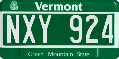 VT license plate NXY924