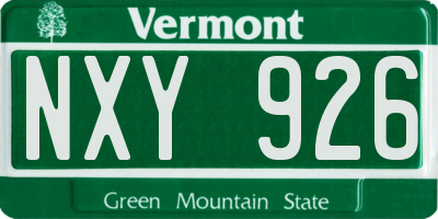 VT license plate NXY926