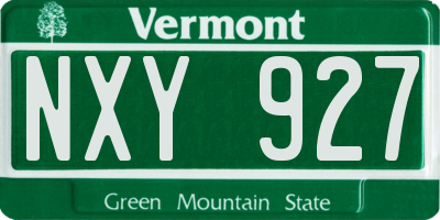 VT license plate NXY927