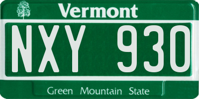 VT license plate NXY930