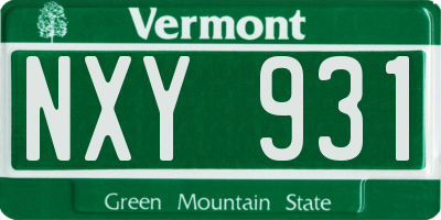 VT license plate NXY931