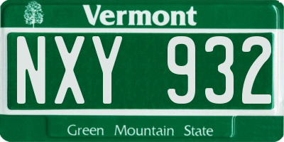 VT license plate NXY932