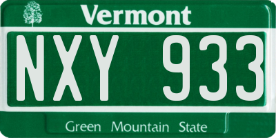 VT license plate NXY933
