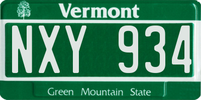 VT license plate NXY934